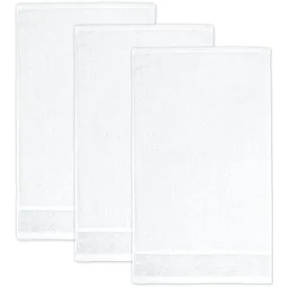 Frottana Pearl Gästetuch 30 x 50 cm aus 100% Baumwolle, Snow 3er Set