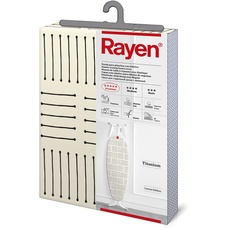 Rayen 6304.01 Bezug für Bügeln elastisch Premium, weiß mit schwarzen Streifen, 127x51 cm