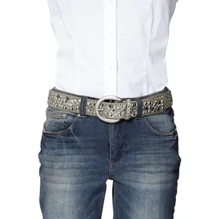 Nietengürtel HEINE, Damen, Gr. 95, silber (silberfarben), Gürtel Nietengürtel