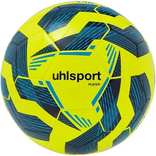 Uhlsport Player Fußball Fussball Ball für Erwachsene - Größe 5, Fluo gelb/Marine/Cyan