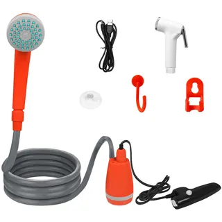 AufuN Campingdusche Akku Camping Dusche Outdoor mit Handbrause, eingebauter 2200mAh wiederaufladbarer Akku, USB-Ladekabel, Wasserpumpe für Camping, Wandern, Reisen, Garten, Strand