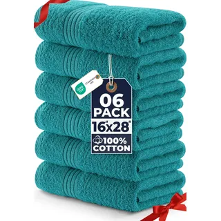 Utopia Towels - Premium Handtücher - 100% gekämmte, ringgesponnene Baumwolle, ultraweich und sehr saugfähig, Dicke Handtücher 41 x 71 CM's, hochwertige Handtücher (6er-Pack, Türkis)
