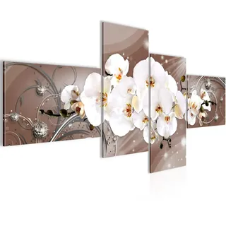 Runa Art Bild Modern Blumen Orchidee - Made in Germany - Wandbilder Abstrakt Beige Braun 4 Teilig 006342b