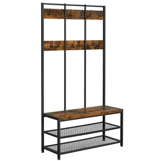 Boxxx Garderobe , Braun, Schwarz , Metall, Holzwerkstoff , Vintage , 100x184x40 cm , Garderobe, Garderoben-Sets & Garderoben-Serien, Garderoben-Sets