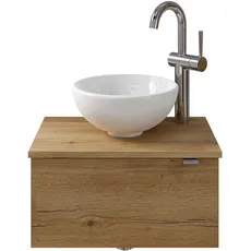 Saphir Waschtisch »Serie 6915 Waschschale mit Unterschrank für Gästebad, Gäste WC«, 51 cm breit, 1 Tür, Waschtischplatte, kleine Bäder, ohne Armatur, braun
