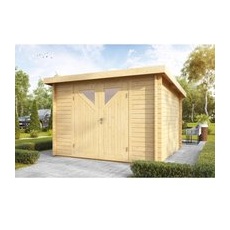 Wolff Finnhaus Holz-Gartenhaus Pulti 34-C Typ 4 Natur 360 cm x 360 cm Anbaudach