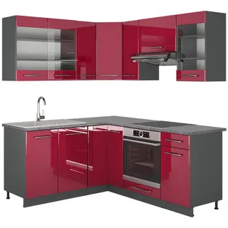 Vicco Winkelküche Fame-Line L-Form 190 cm Bordeaux Hochglanz