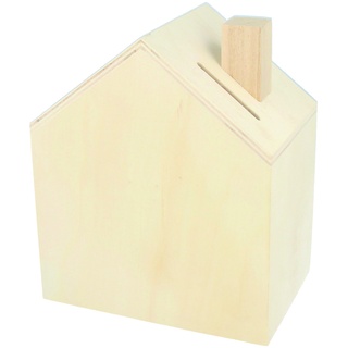 Artemio 14002221 Spardose zum Dekorieren Haus Holz 12 x 14,5 x 8 cm