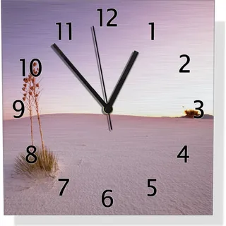 Wallario Design Wanduhr Kleine Oase in der Wüste aus Aluverbund, Größe 30 x 30 cm - Rosa