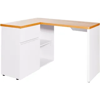 Jahnke Eckschreibtisch Cu-Libre 125 E weiß / Eichen