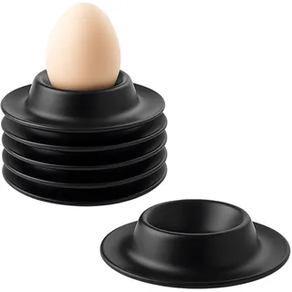 ZocRjvN 6 Stück Eierbecher Schwarz, Eierbecher Kinder, Eierbecher Plastik, Lustige Eierbecher für Frühstück, Camping und Familienfeiern, Robuste Eierhalter aus Silikon