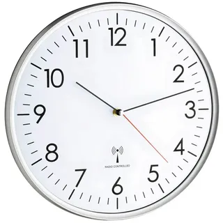 TFA Funkwanduhr 33,0 cm 603514 silber/weiß