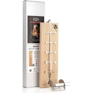 Axtschlag Premium Flammlachsbrett Kirschholz extrastark, 10-Fach verstellbare Halterung aus Edelstahl für Feuerschale, Feuertonne, Feuerkorb, Smoker, Grill, Gastronomie