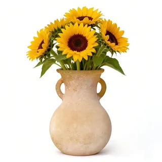 Klassische Amphore-Vase in Beige-Braun – Elegante Henkelvase im Mediterranen Stil, Dekovase für Wohnzimmer & Terrasse