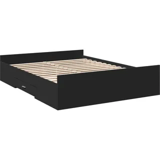 vidaXL Bettgestell mit Schubladen Schwarz 160x200 cm Holzwerkstoff - Schwarz