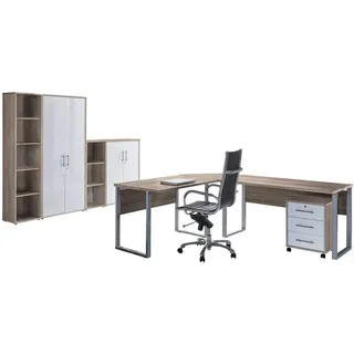 BMG-Möbel Büro Office Edition Set 4 Sonoma Eiche/Weiß