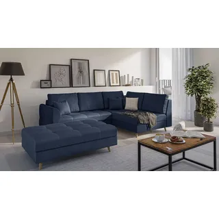 s-style möbel Eckcouch Mikrofaser 2-Sitzer Dunkelblau