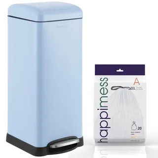 happimess HPM1007I Betty Retro-Mülleimer, 30 L, Step-Open-Mülleimer, fingerabdruckresistent, modern, minimalistisch, für Zuhause, Küche, Waschküche, Büro, Schlafzimmer, Bad, Hellblau (Tide Pool Blue)
