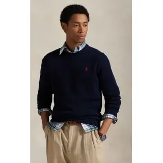 Polo Ralph Lauren für Herren. 710810846001 Marineblauer Baumwollpullover mit Rundhalsausschnitt (S), Lässig, Baumwolle, Klassisch