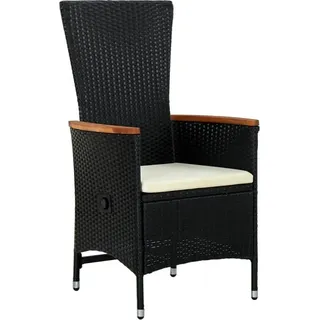 VidaXL 47675, Terrasse, Gepolsterter Sitz, Akazienholz, Polyrattan, Stahl, Cremefarben, Weiß, 47 cm, 5 cm - Weiß