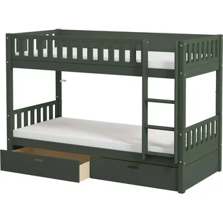 FURNLUX Etagenbett Viggo Grün 90x200cm / Hauptfarbe: Grün / Abmessungen: 102 x 144 x 208 cm - Grün