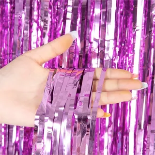 Lametta Vorhang pink - 200 x 100 cm - Glitzervorhang für Türrahmen als Silvester Deko 2026 Dekoration, Party, Hochzeit, Deko Geburtstag für Kinder & Erwachsene (Pink)