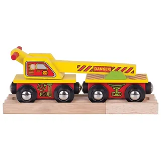 BigJigs Holzwagen mit Kran - Spielzeugeisenbahn Zubehör