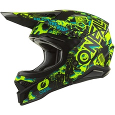 O'NEAL | Motocross-Helm | MX Enduro Motorrad | ABS-Schale, Sicherheitsnorm ECE 2205, Lüftungsöffnungen für optimale Belüftung & Kühlung | 3SRS Helmet Assault V.22 | Erwachsene | Schwarz Neon-Gelb | S