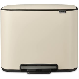 Brabantia - Bo Treiteimer 36L - Großer Abfalleimer für die Küche - Sanft Schließender Deckel - Mülleimer mit Entnehmbarem Inneneimer - Rutschfest - Inklusive Müllbeutel - Soft Beige - 54 x 37 x 44 cm