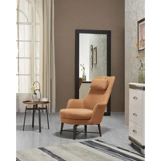 Club Polster Luxus Ohren Sitz Relax Sessel Design Couch Sofa Sitzer Leder Lounge - Orange