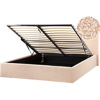 Beliani Polsterbett Beige Textil, 160x200 cm