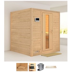 Bild Sauna »Menja«, (Set), 9-kW-Bio-Ofen mit externer Steuerung beige