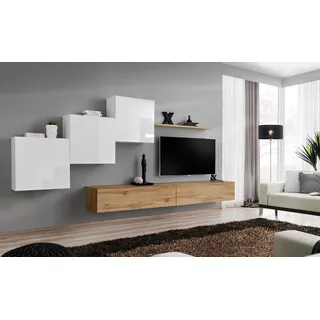 Wohnzimmer Tv-Ständer 3x Wandschrank Wandregal Luxus Design Sideboarad Wohnwand - Braun