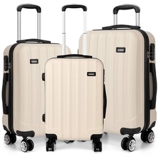 Kono Koffer-Set, ABS-Hartschalenkoffer, 3-teilig, 50,8 cm, 61 cm, 71,1 cm, 4 Räder, Koffer (Beige-Set)