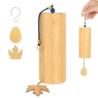 KQWVZ Japanische Bambus Windspiele, Natürliches Bambus-Windspiel, Klangspiel aus Bambus, Zen Windspiel Für Draußen Hängend Meditation, Klangheilung, Yoga, Hausgarten-Dekoration(D-Akkord)
