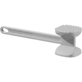 HENDI Fleischklopfer, XL, doppelseitig, zum Glätten und Zartmachen von Fleisch, langer Griff, mit Aufhängeöse, Schnitzelklopfer, Fleischhammer, 300x80x(H)80mm, Aluminium, grau