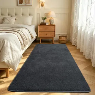 GthreeD Teppich Wohnzimmer 80x150 Anthrazit Kurzflor Schlafzimmer Waschbar rutschfest Teppiche Läufer Flur Teppiche Flauschiger Carpet für Jugendzimmer Kinderzimmer