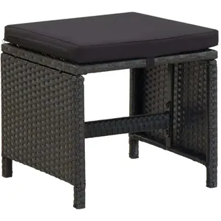 vidaXL Gartenhocker 4 Stk. mit Sitzkissen Poly Rattan Schwarz - Schwarz