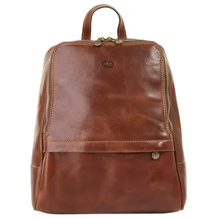 Cityrucksack PIKÉ "PIKÉ Damen, Herren Rucksack echt Leder, Made in Italy", Gr. B/H/T: 37cm x 30cm x 12cm, onesize, braun, Leder, Rindsleder, beschichtet, leicht glänzend, Rucksäcke Cityrucksack, echt Leder, Made in Italy