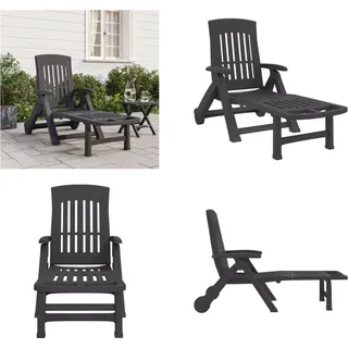 vidaXL Klappliege mit Rollen Anthrazit PP - Klappbare Sonnenliege - Klappbare Sonnenliegen - Sonnenliege - Liege - Grau