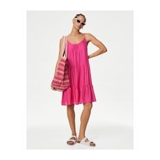 Womens M&S Collection Mini Tiered Beach Dress - Pink Fizz, Pink Fizz - 8
