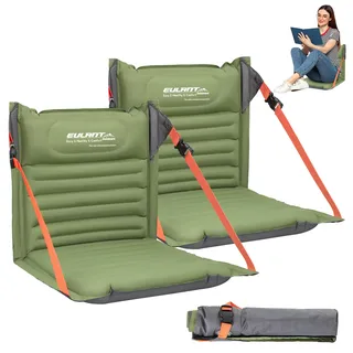 EULANT 2 Stück Aufblasbares Stadion Sitzkissen mit Rückenlehne,Wasserdicht Stadionsitz mit Lehne für Camping Strand Kajak Wandern Stadion Sportveranstaltungen Konzert Ausflüge Wandern,Grün