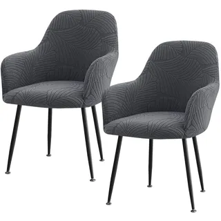WMYYLX 2 Stück Stretch Stuhlbezug, Stuhlhussen mit Armlehne, Universal Abnehmbare Schonbezug, Waschbar, für Bürostuhl, Computerstuhl, Drehstuhl, Universal Stuhlhussen mit Armlehne (Dunkelgrau)