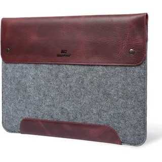 MegaGear MacBook Tasche aus echtem Leder – Fleece, Hülle für MacBook Pro 16 (M5, M4, M3, M2, M1) – MacBook Air 15.3 (M5, M3, M2) – (Kastanienbraun) 15-16 Zoll, 2020-2026