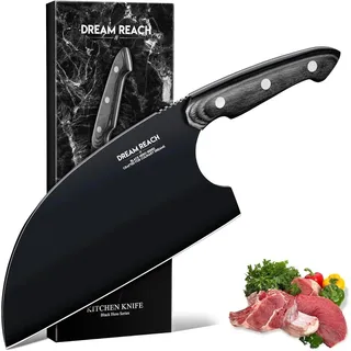 Dream Reach Hackmesser Serbische Kochmesser - Full Tang Küchenhackmesser mit Ergonomischer Holzgriff für Grill Küchen, Geschenk für Männer