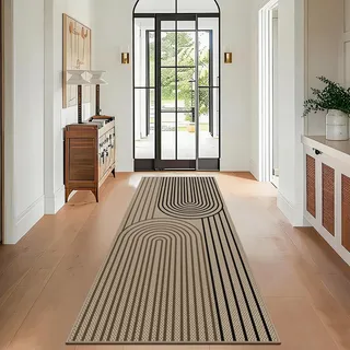 VSIWB Teppich Läufer Flur 80x200 cm Jute Aussehen Küchenteppich Waschbarer Teppich Flur, Rutschfest Küchenläufer, Zweifarbig Outdoor Teppich für Küche, Wohnzimmer, Schlafzimmer, Diele, Eingang, Balkon