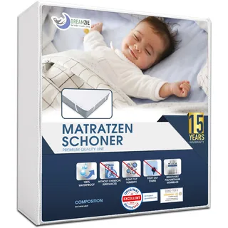 Dreamzie - Matratzenschoner 60x120 - Wasserdicht - Baumwolle | Oeko-Tex zertifiziert · Mit 4 Eckgummis · Waschbare Matratzenauflage · Inkontinenzunterlage · Matratzenschutz Anti-milben