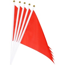 sourcing map 20 Stück Flaggenstock Handgehaltene Kleine Mini DIY Flagge 8.2 Zoll x 5.5 Zoll Dreieck Rot für Festivals Veranstaltungen Feiern