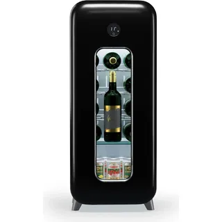 Klarstein Freistehender Weinkühlschrank 1 Zone, Getränkekühlschrank Klein, Kleiner Weinschrank, Wein-Kühlschrank Klein mit Glastür, Indoor/Outdoor Flaschenkühlschrank, Wine Fridge, 15 Flaschen - Schwarz