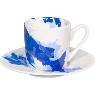 tea4chill Könitz Espresso Tasse Blue Wave. Kaffeetasse 65ml aus Porzellan. Espressotasse modern - Bunt
